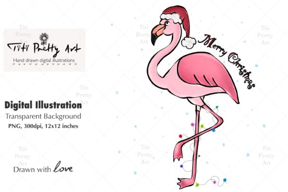Christmas Flamingo Sublimation PNG: Festive Illustrations
