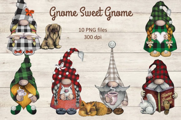 Christmas Gnomes in Buffalo Plaid: Illustrations for Sellers