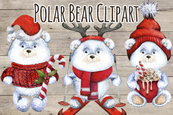 Christmas Polar Teddy Bear: Cute Illustrations for Crafts