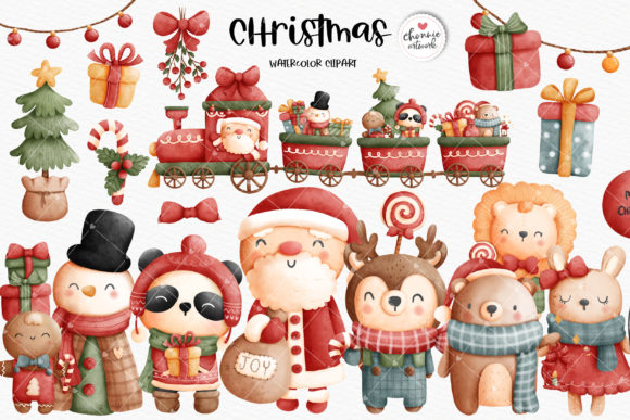 Christmas Santa and Friends Clipart: Festive Illustrations