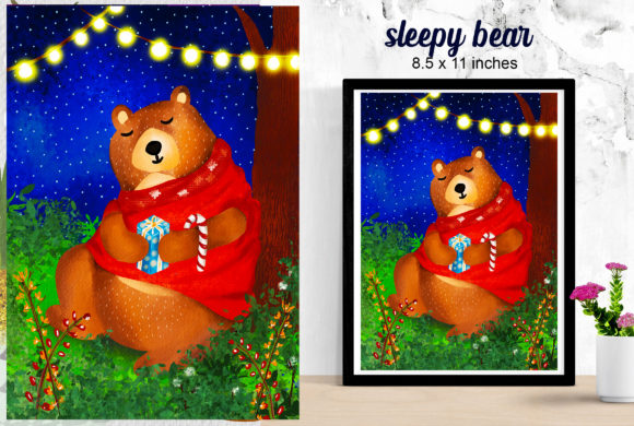Christmas Sleepy Bear Nursery Wall Art: Illustrations Review