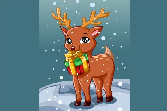 Cute Deer Christmas Gift Illustrations Review