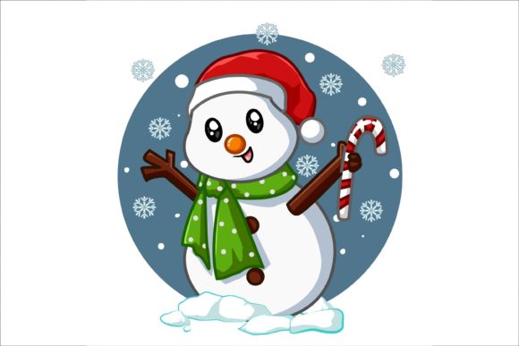 Cute Snowman Carrying Christmas Candy Illustrations