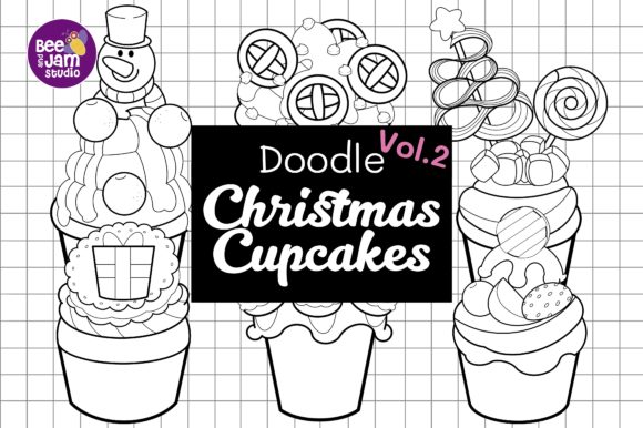 Doodle Christmas Cupcakes: Festive Illustrations for Brands