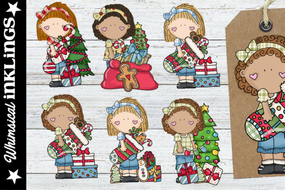 Little Christmas Girls: Festive Illustrations for Sellers