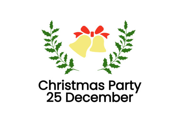 Merry Christmas Bell with Leaf Greeting: Festive Illustrations