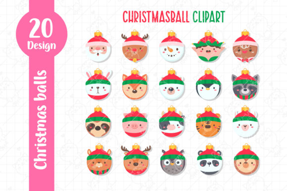 Santa & Animal Christmas Balls: Festive Illustrations