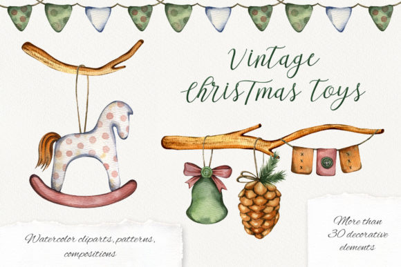 Vintage Christmas Toys: Festive Illustrations