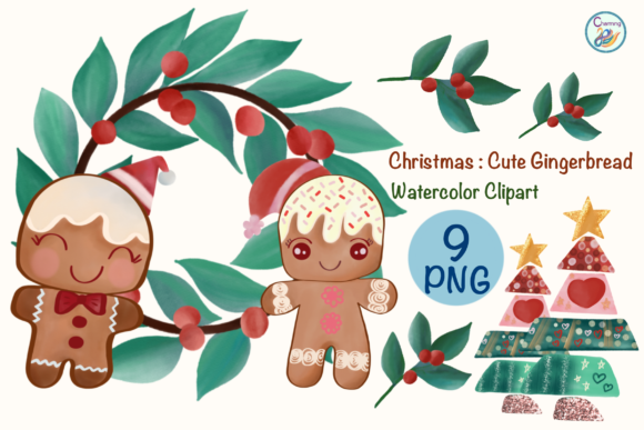 Watercolor Christmas Cute Gingerbread Illustrations Review