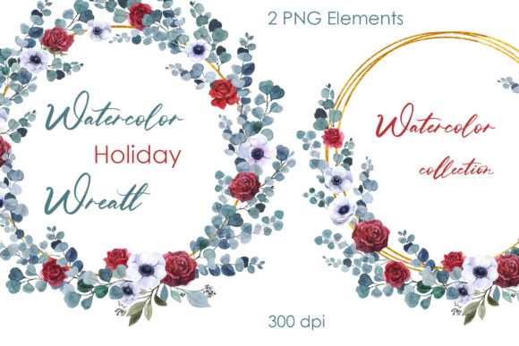 Watercolor Holiday Clipart Christmas Png for Illustrations
