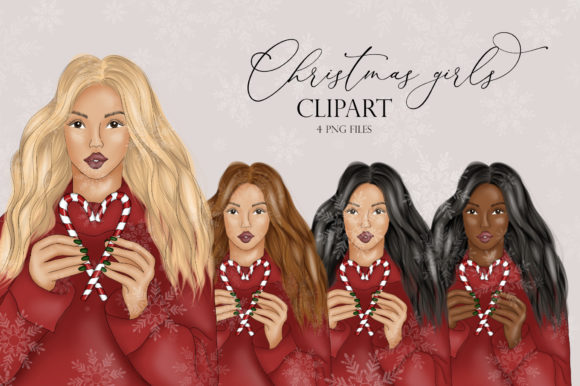Winter Girls Clipart, Christmas Illustrations Review